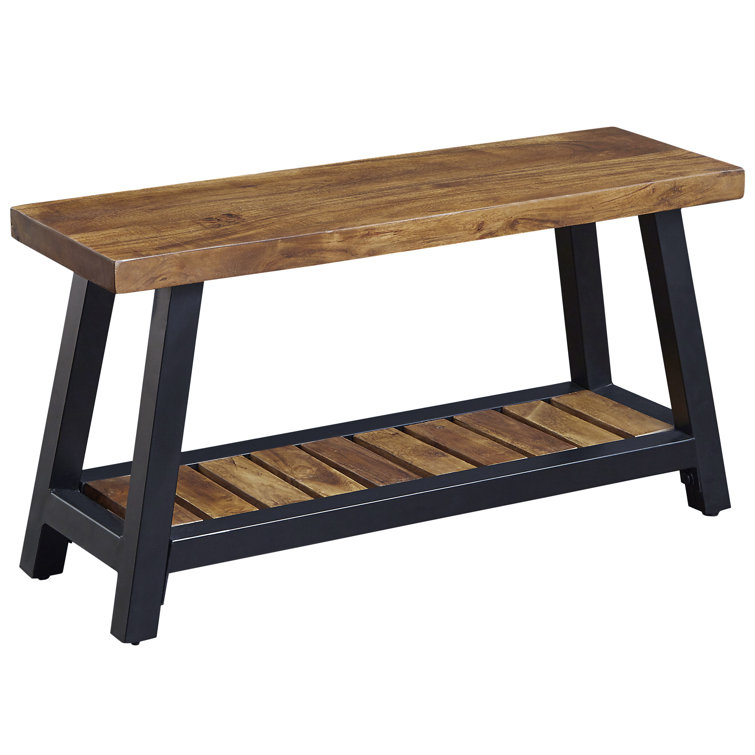 Foundstone™ Lisette Solid Wood Shelves Storage Bench & Reviews Wayfair